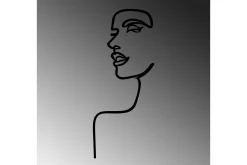 Skilt-Woman Profile Veggdekor Svart
