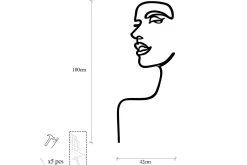 Skilt-Woman Profile Veggdekor Svart