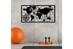 Skilt-World Map 1 Large Veggdekor Svart