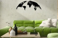 Skilt-World Map Medium Veggdekor Svart
