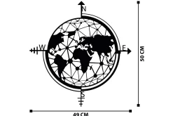 Skilt-World Map Veggdekor Svart