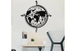 Skilt-World Map Veggdekor Svart