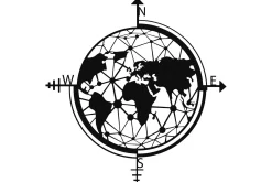 Skilt-World Map Veggdekor Svart