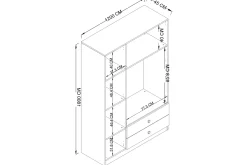 Garderober & Garderobesystem-Yaman Garderobe 120x181 cm Grey