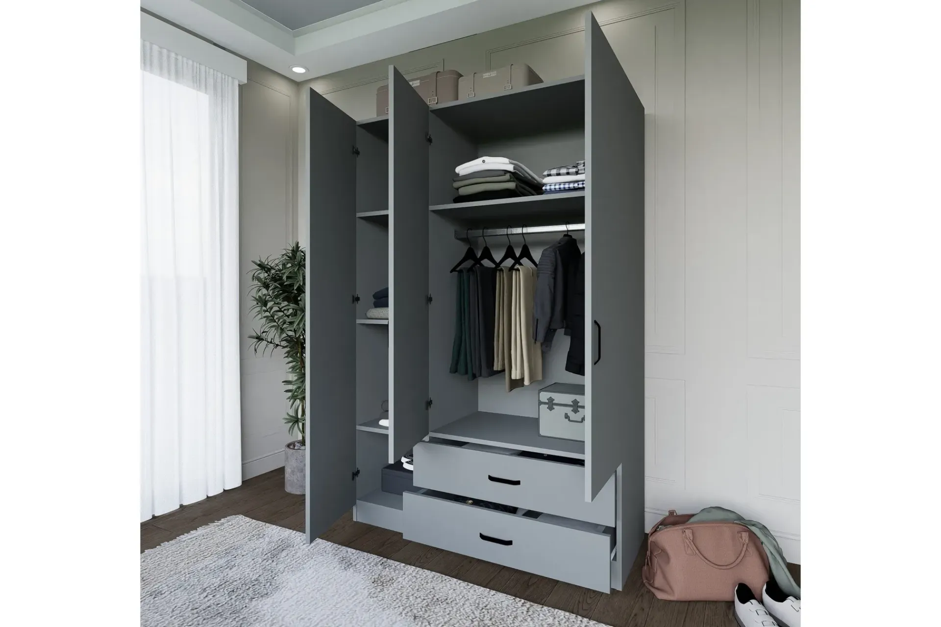Garderober & Garderobesystem-Yaman Garderobe 120x181 cm Grey
