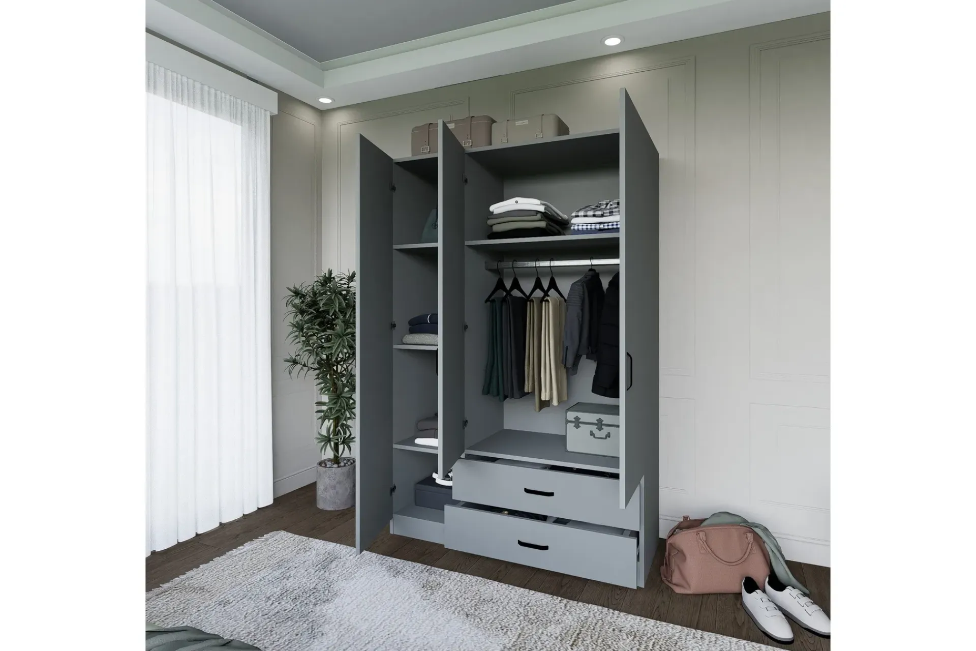 Garderober & Garderobesystem-Yaman Garderobe 120x181 cm Grey