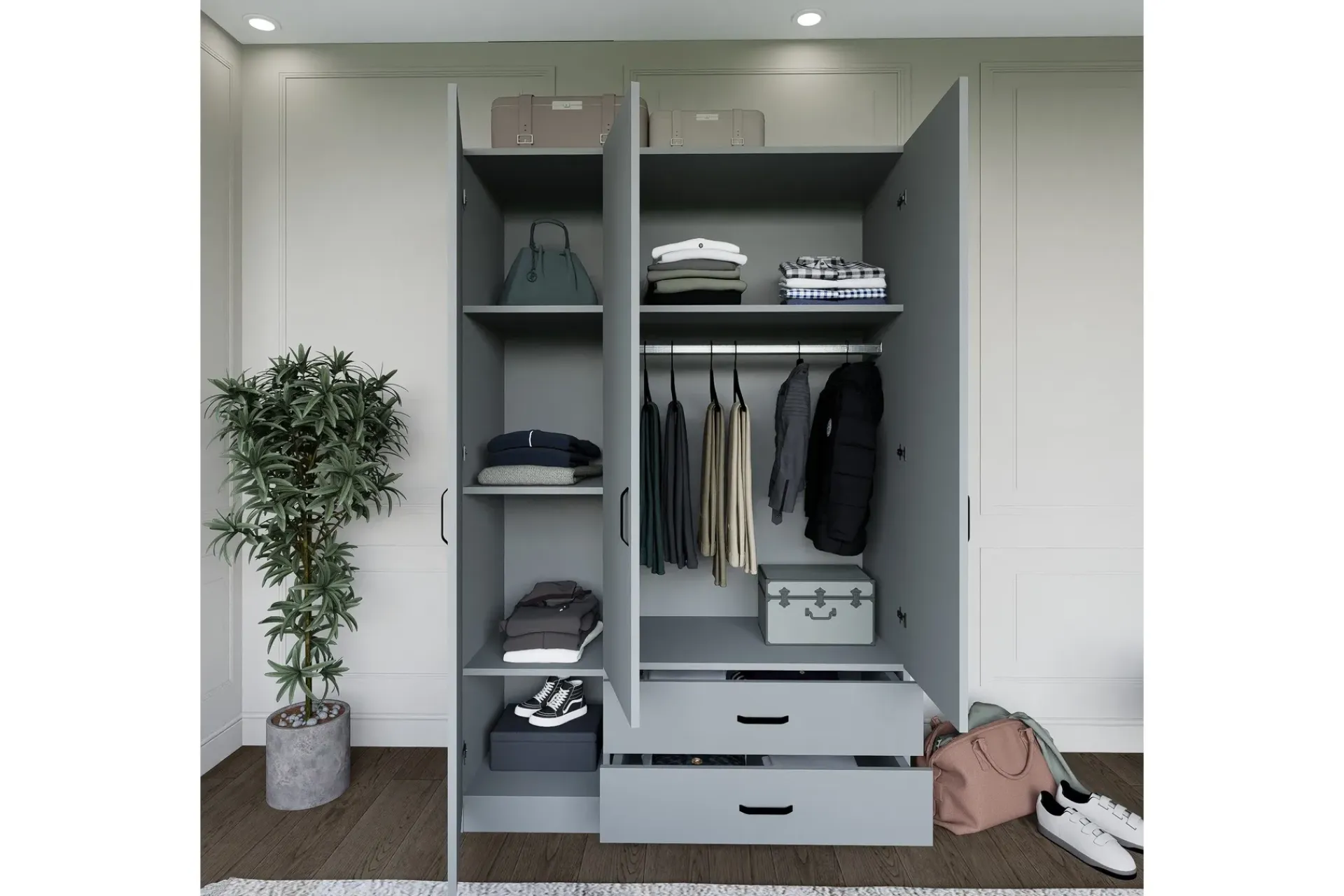Garderober & Garderobesystem-Yaman Garderobe 120x181 cm Grey