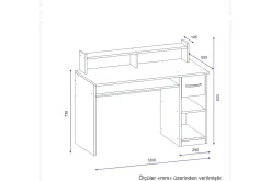 Yemisen Skrivebord 120 cm med Oppbevaringsskuff + Hyller