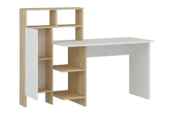 Kontorbord-Zeko Skrivebord 120 cm med Oppbevaringshylle Eik