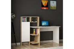 Kontorbord-Zeko Skrivebord 120 cm med Oppbevaringshylle Eik
