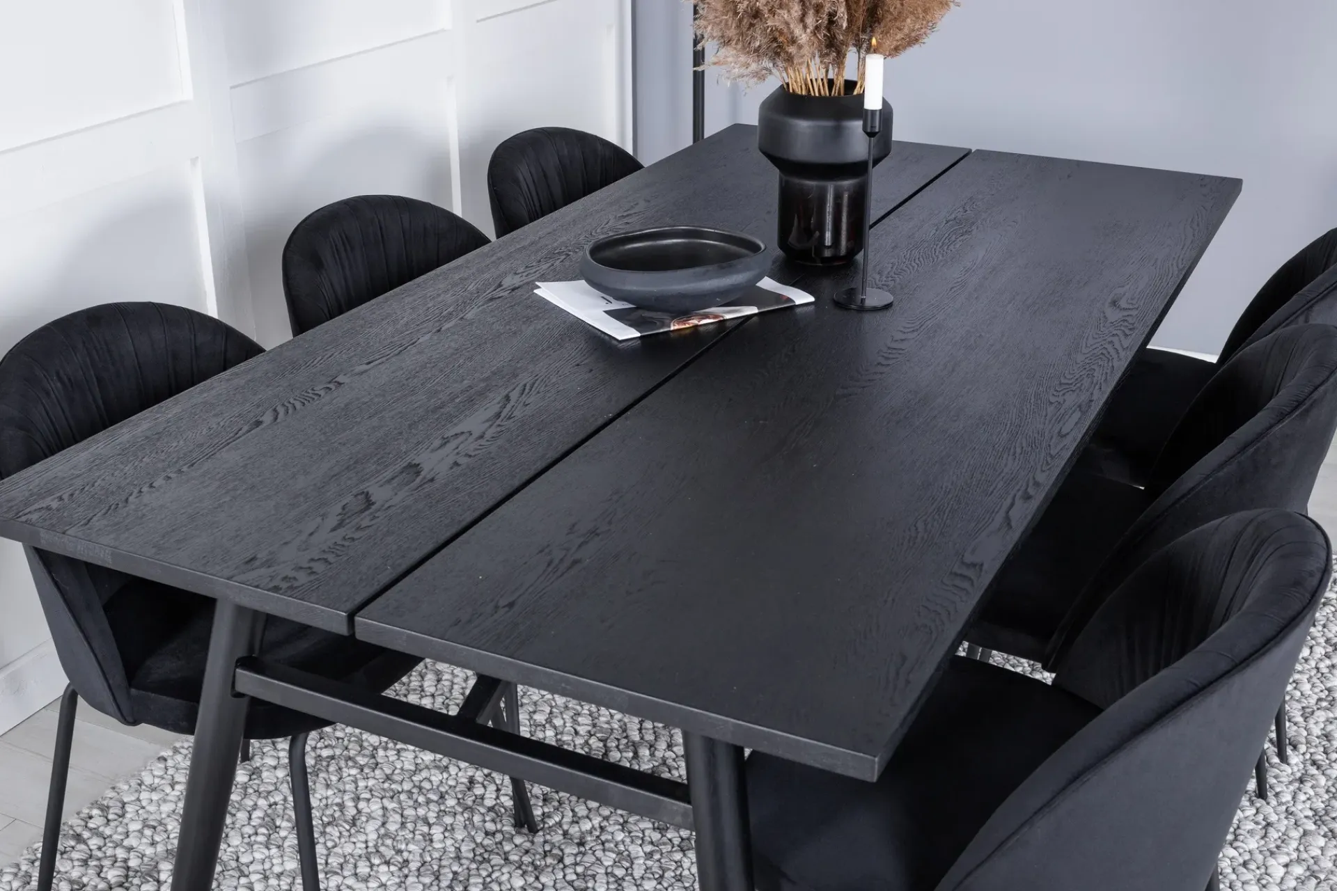 Venture Home Spisegrupper-Zenazmi Forlengningsbar Spisegruppe 195 cm inkl. 6 Foyos Sto Svart