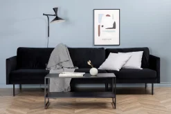 Venture Home Velour Sofa & Fløyel Sofa-Zoom 3-seter Sofa Fløyel Svart