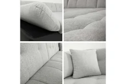 Velour Sofa & Fløyel Sofa|U-Sofa-Zumar Sofa med Sjeselong og Divan 4-seter Mørkegrå,Svart